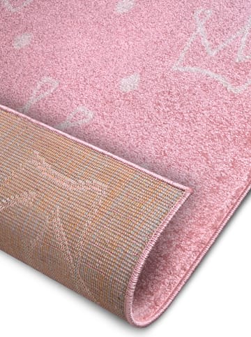 Hanse Home Laagpolig tapijt "Crowns" lichtroze/wit