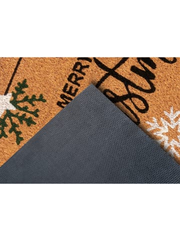 Hanse Home Kokos-Fußmatte ''Merry Christmas Gift'' in Hellbraun/ Bunt