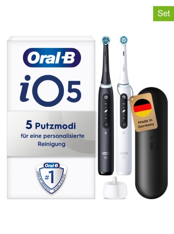 Oral-B 2tlg. Set: Elektr. Zahnbürsten "iO Series 5" in Weiß/ Schwarz