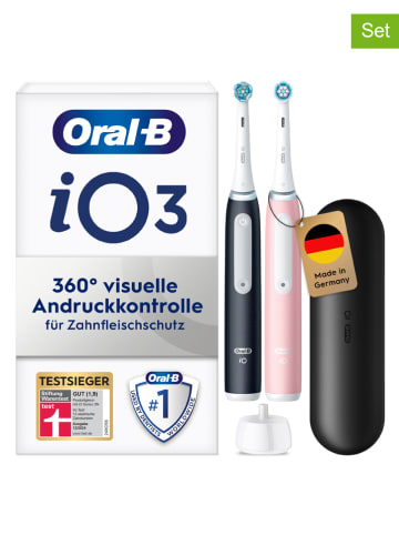 Oral-B 2tlg. Set: Elektr. Zahnbürsten "iO Series 3" in Schwarz/ Rosa
