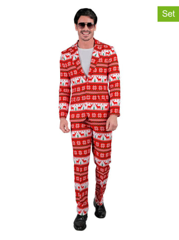 Widmann 2tlg. Outfit "Merry Christmas" - Kostümsakko und -hose in Rot/ Weiß