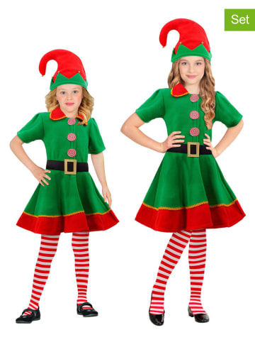 Widmann 3tlg. Kostüm "Santa's Little Helper" in Dunkelgrün/ Rot