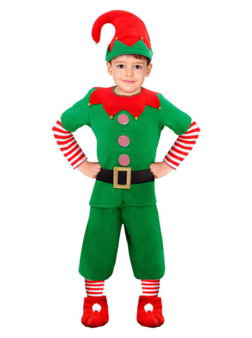Widmann 5tlg. Kostüm "Santa's Little Helper" in Dunkelgrün/ Rot