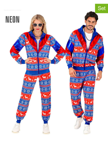 Widmann 2-częściowy zestaw dresowy "Merry Christmas" w kolorze niebiesko-czerwonym
