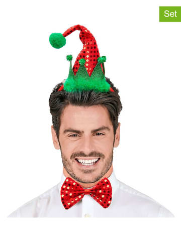 Widmann 2-delige accessoireset "Santa's Little Helper" rood/groen