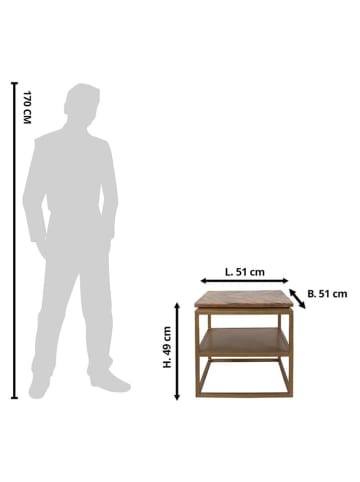 Clayre & Eef Stolik w kolorze złoto-brązowym - 51 x 49 x 51 cm