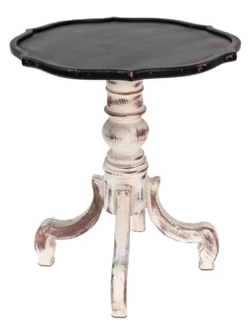 Clayre & Eef Bijzettafel zwart/wit - (H)75 cm x Ø 66 cm