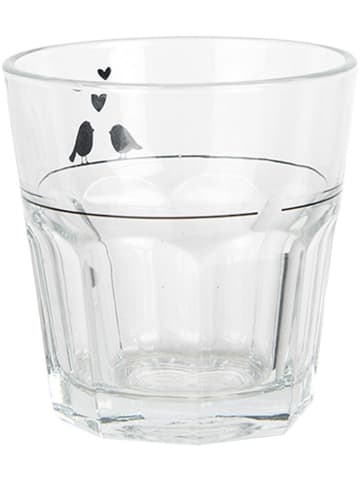 Clayre & Eef 2-delige set: drinkglazen transparant/zwart - 200 ml