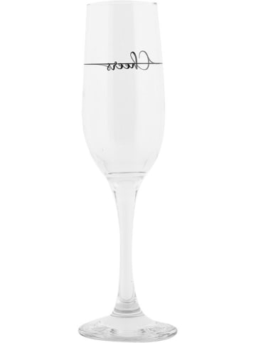 Clayre & Eef 2-delige set: champagneglazen transparant/zwart - 200 ml