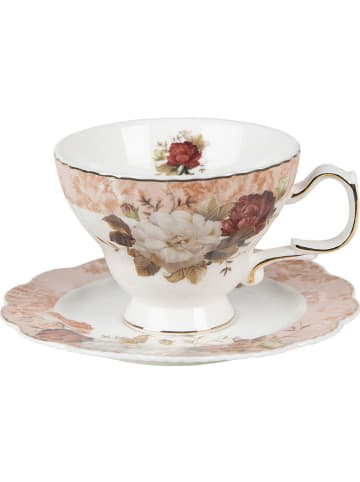 Clayre & Eef Kaffeetasse in Rosa/ Weiß - 200 ml