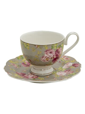 Clayre & Eef Kaffeetasse in Grün/ Rosa - 200 ml