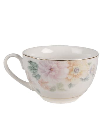 Clayre & Eef Filiżanka w kolorze jasnorózowym ze wzorem do kawy - 250 ml