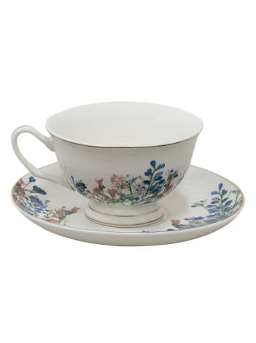 Clayre & Eef Filiżanka w kolorze białym ze wzorem - 250 ml