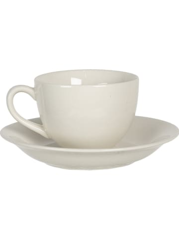 Clayre & Eef Filiżanka w kolorze kremowym ze wzorem do kawy - 220 ml