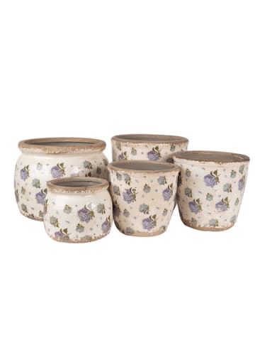 Clayre & Eef Doniczka w kolorze beżowym - wys. 15 x Ø 20 cm