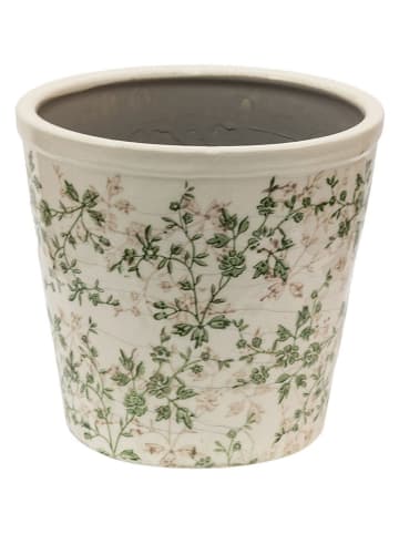 Clayre & Eef Blumentopf in Beige/ Grün - (H)20 x Ø 22 cm