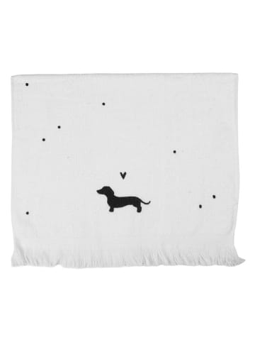 Clayre & Eef 2-delige set: gastendoeken wit/zwart - (L)66 x (B)40 cm