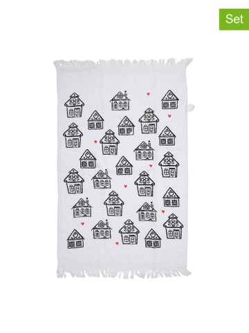 Clayre & Eef Ręczniki (2 szt.) w kolorze biało-czarnym dla gości - 66 x 40 cm