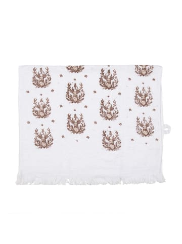 Clayre & Eef 2er-Set: Gästehandtücher in Weiß/ Braun - (L)66 x (B)40 cm