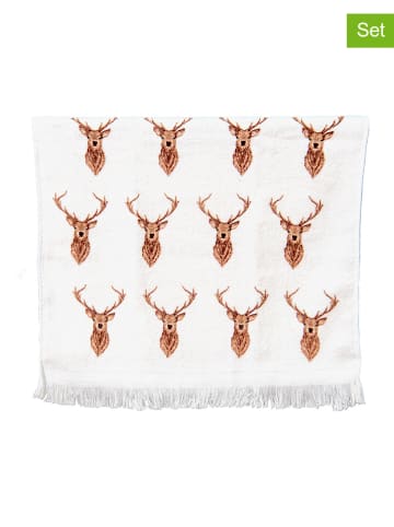 Clayre & Eef 2er-Set: Gästehandtücher in Weiß/ Bunt - (L)66 x (B)40 cm