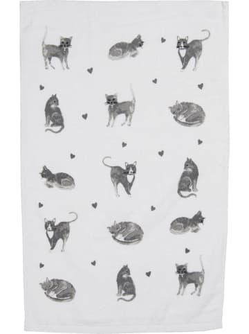 Clayre & Eef 2-delige set: gastendoeken wit/grijs - (L)66 x (B)40 cm