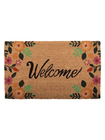 Clayre & Eef Kokos-deurmat lichtbruin/zwart - (L)75 x (B)45 cm