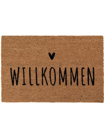 Clayre & Eef Kokos-Fußmatte in Hellbraun/ Schwarz - (L)60 x (B)40 cm