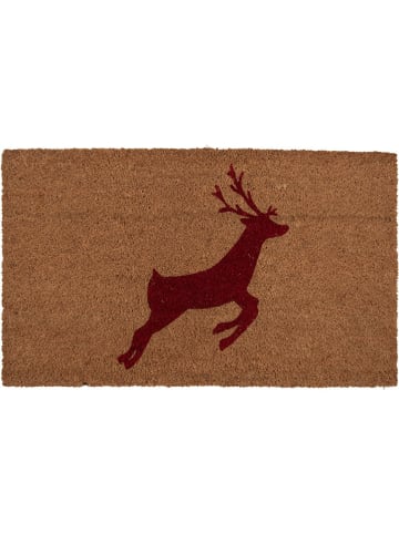 Clayre & Eef Wycieraczka w kolorze jasnobrązowo-czerwonym z włókna kokosowego - 75 x 45 cm