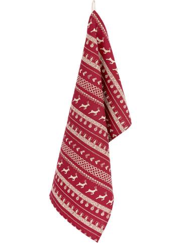 Clayre & Eef 3-delige set: theedoeken rood - (L)85 x (B)50 cm