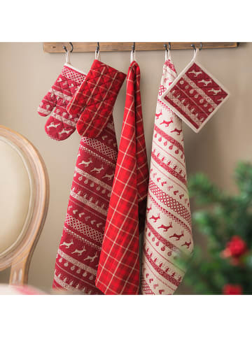 Clayre & Eef 3-delige set: theedoeken rood - (L)85 x (B)50 cm