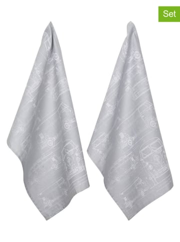 PAD Concept 2-delige set: theedoeken "Culture" grijs - (L)70 x (B)50 cm