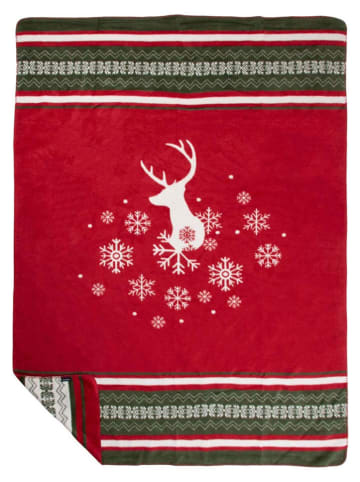 Mars & More Plaid "Deer" rood/wit/groen - (L)200 x (B)150 cm