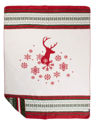Mars & More Plaid ''Deer'' in Rot/ Weiß/ Grün - (L)200 x (B)150 cm