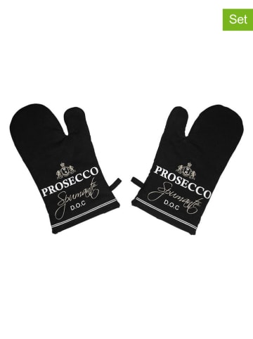 Mars & More 2er-Set: Ofenhandschuhe in Schwarz - (L)33 x (B)17 cm