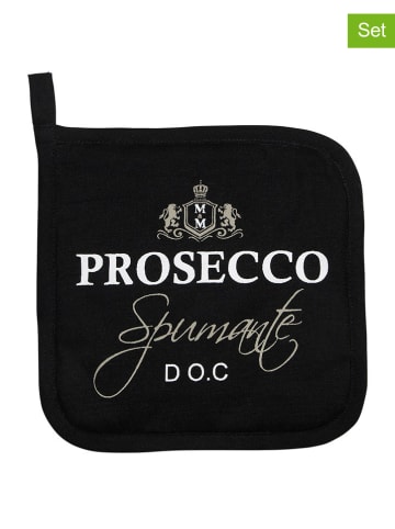 Mars & More Łapki kuchenne (2 szt.) "Prosecco" w kolorze czarnym - 20 x 20 cm