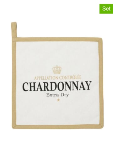 Mars & More 2-delige set: pannenlappen "Chardonnay" wit - (L)20 x (B)20 cm