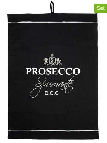 Mars & More 3-delige set: theedoeken "Prosecco" zwart - (L)70 x (B)50 cm