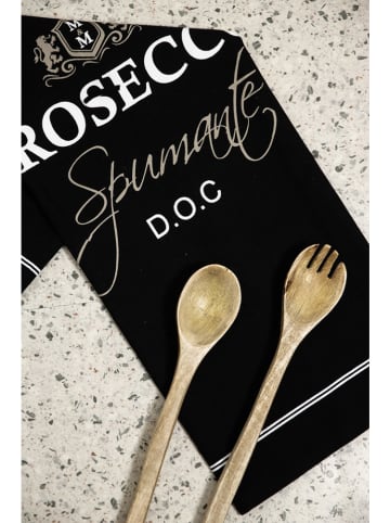 Mars & More 3-delige set: theedoeken "Prosecco" zwart - (L)70 x (B)50 cm