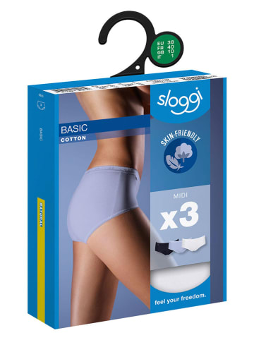 Sloggi 3er-Set: Pantys in Dunkelblau/ Weiß/ Hellblau