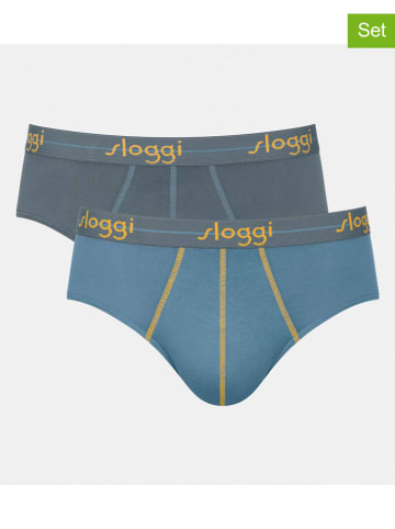 Sloggi 2-delige set: slips donkerblauw/blauw