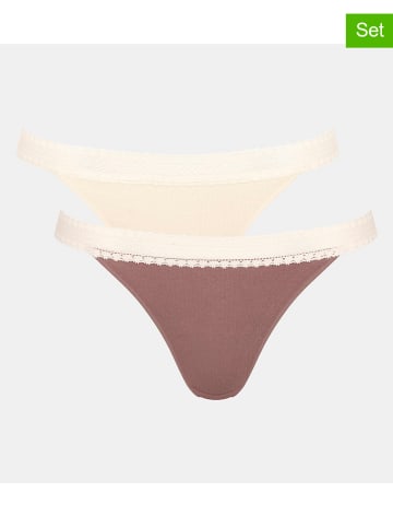 Sloggi 2-delige set: strings crème/lichtbruin