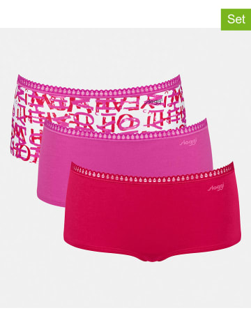 Sloggi 3-delige set: hipsters roze/rood/wit