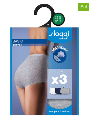 Sloggi 3er-Set: Taillenpantys in Dunkelblau/ Weiß/ Grau