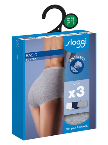 Sloggi 3er-Set: Taillenpantys in Dunkelblau/ Weiß/ Grau