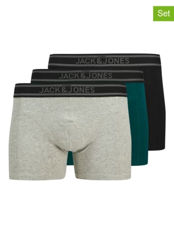 Jack & Jones 3er-Set: Boxershorts in Grau/ Grün/ Schwarz