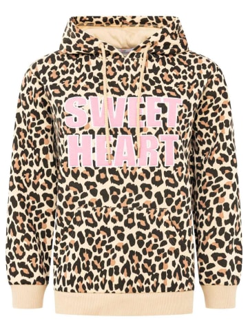 Zwillingsherz Bluza "Sweet Heart Leo" w kolorze kremowo-jasnobrązowo-jasnoróżowym