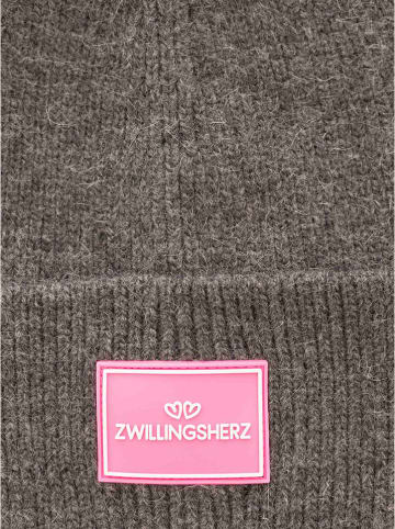 Zwillingsherz Czapka "Zwillingsherz" w kolorze antracytowym