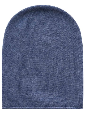 Zwillingsherz Kaschmir-Beanie in Blau