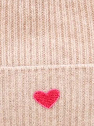 Zwillingsherz Kaschmir-Beanie in Beige