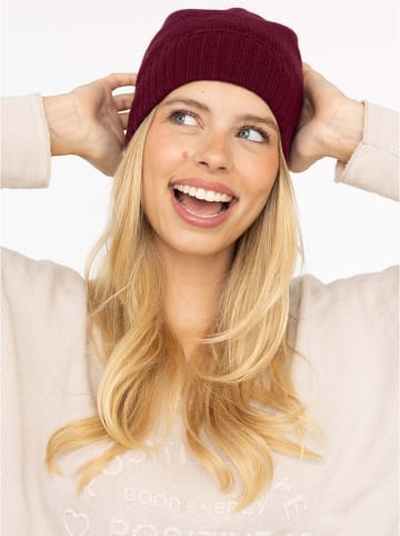 Zwillingsherz Kaszmirowa czapka w kolorze bordowym